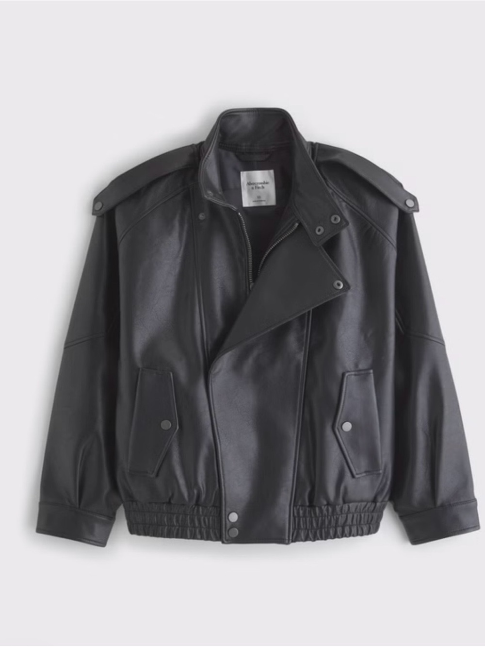 Relaxed Mockneck Vegan Leather Bomber Jacket - Abercrombie & Fitch